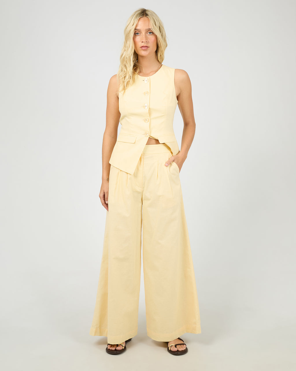 All About Eve Alessa Linen Pant - Yellow