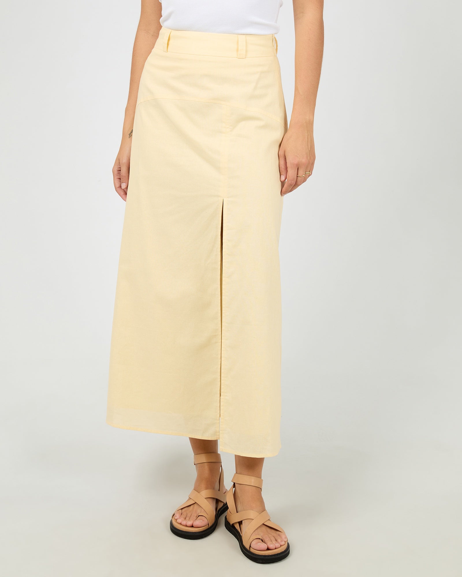 All About Eve Alessa Linen Maxi Skirt- Yellow