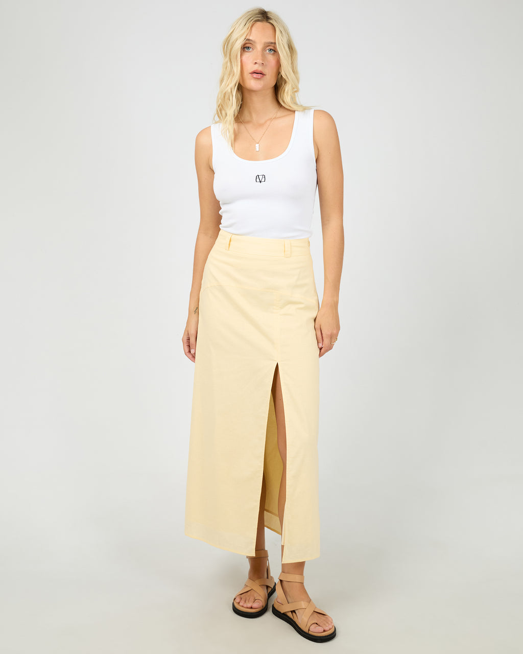 All About Eve Alessa Linen Maxi Skirt- Yellow