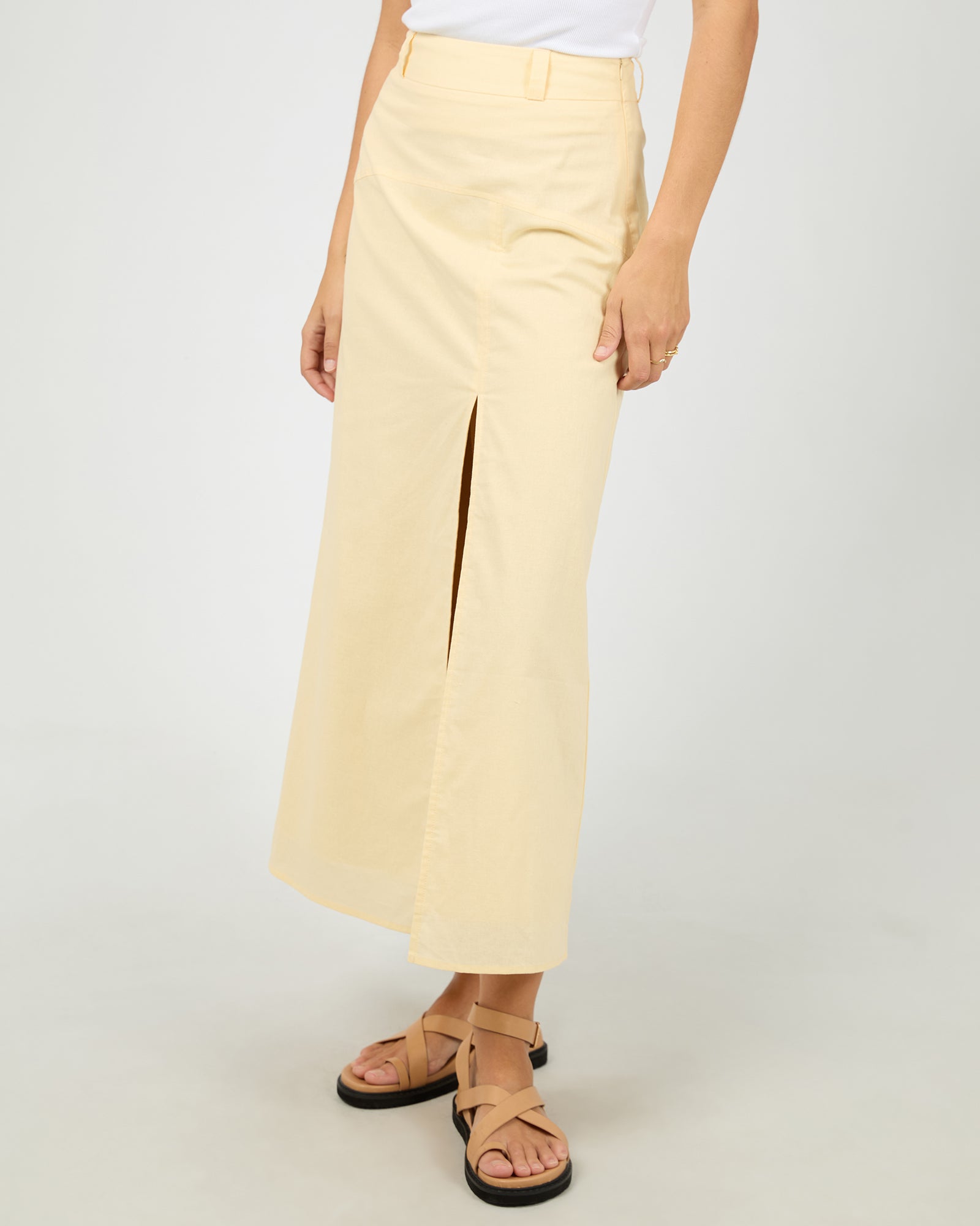 All About Eve Alessa Linen Maxi Skirt- Yellow