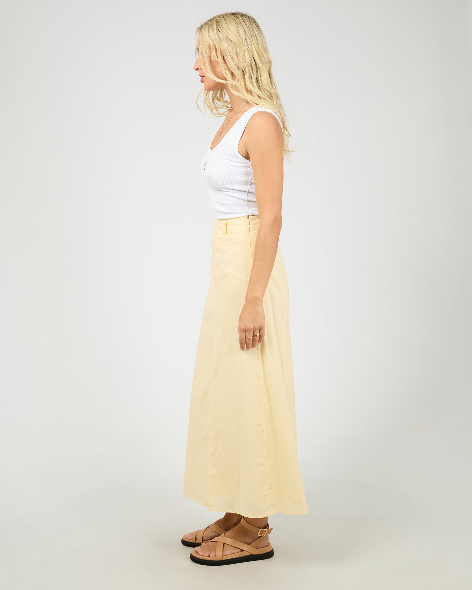 All About Eve Alessa Linen Maxi Skirt- Yellow