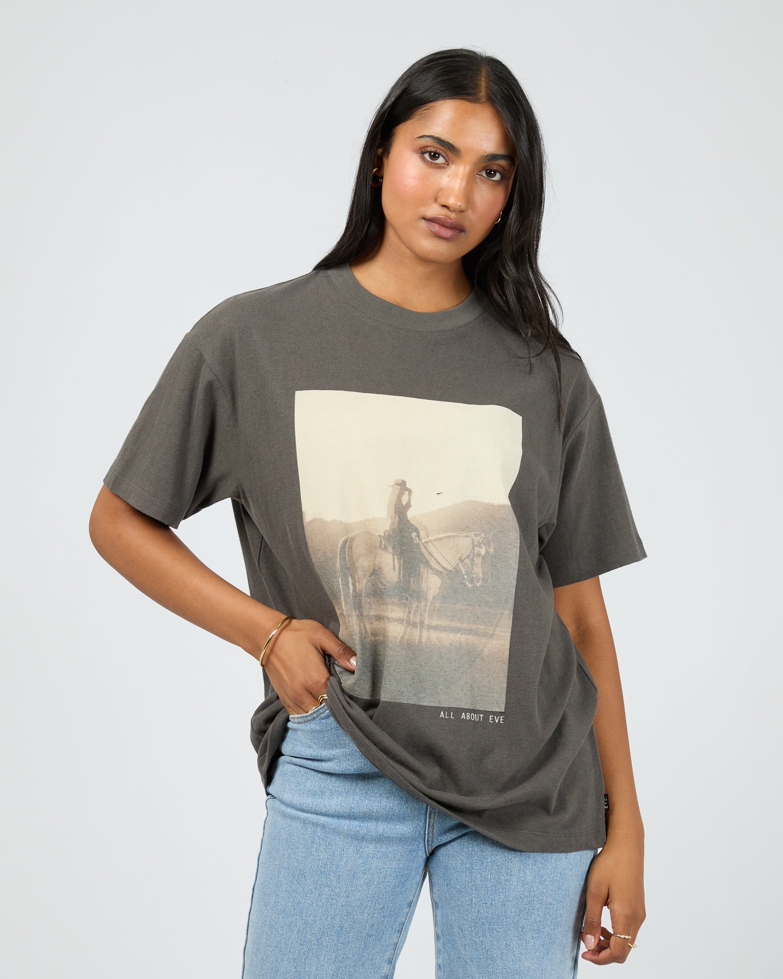 All About Eve Yellowstone Relaxed Tee - Charcoal