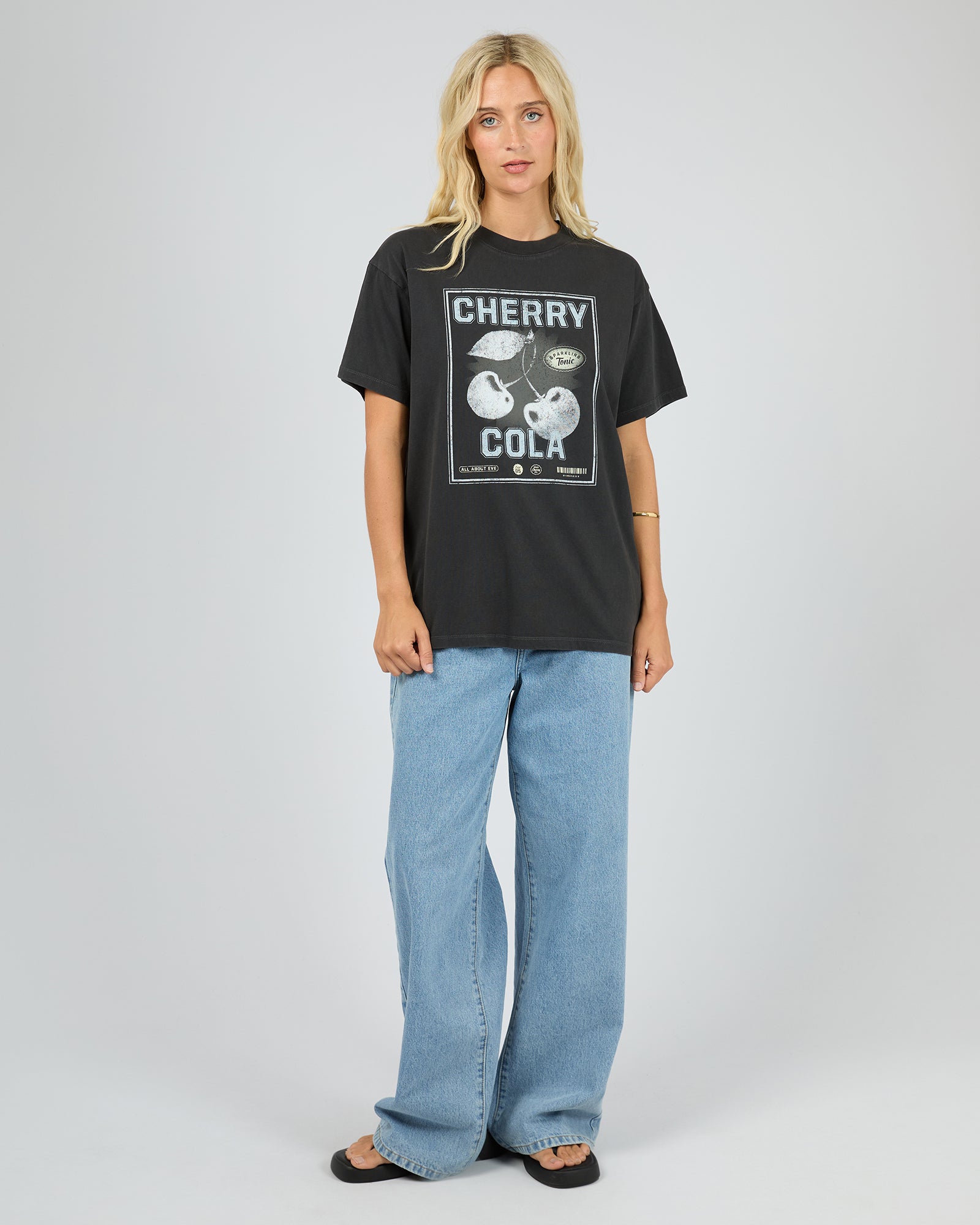 All About Eve Wild Cherry Relaxed Tee - Washed Black
