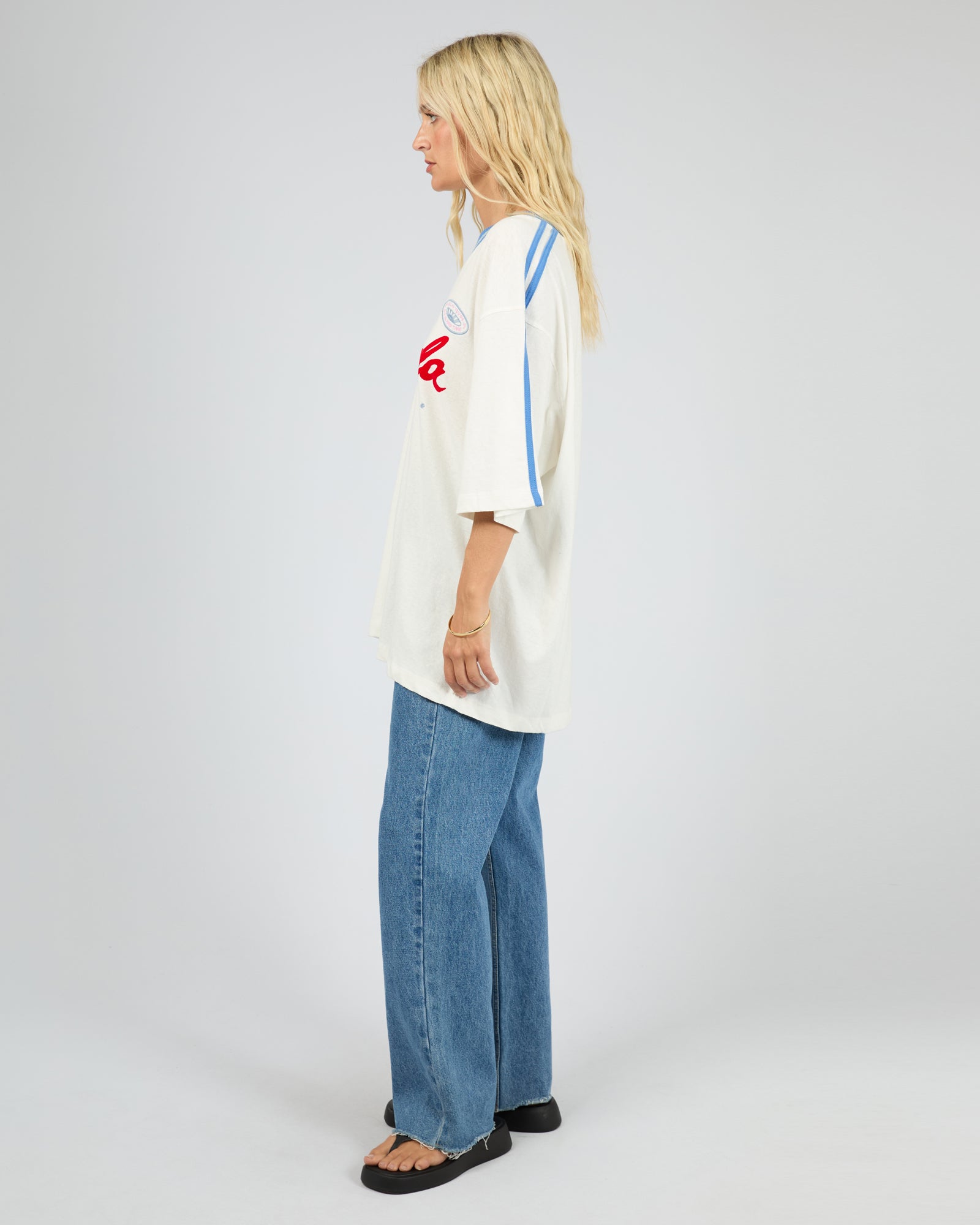 All About Eve Bermuda Oversized V Neck Tee - Vintage White