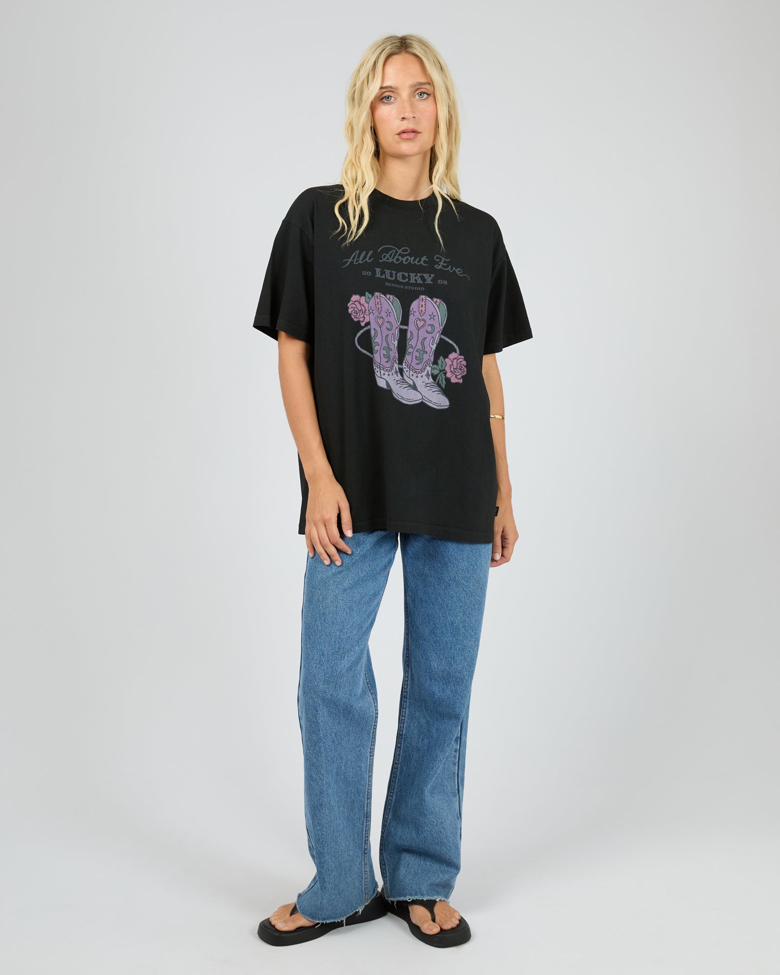 All About Eve Lucky Cowboy Relaxed Tee - Washed Black