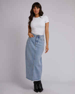 All About Eve Ray Denim Maxi Skirt - Light Blue