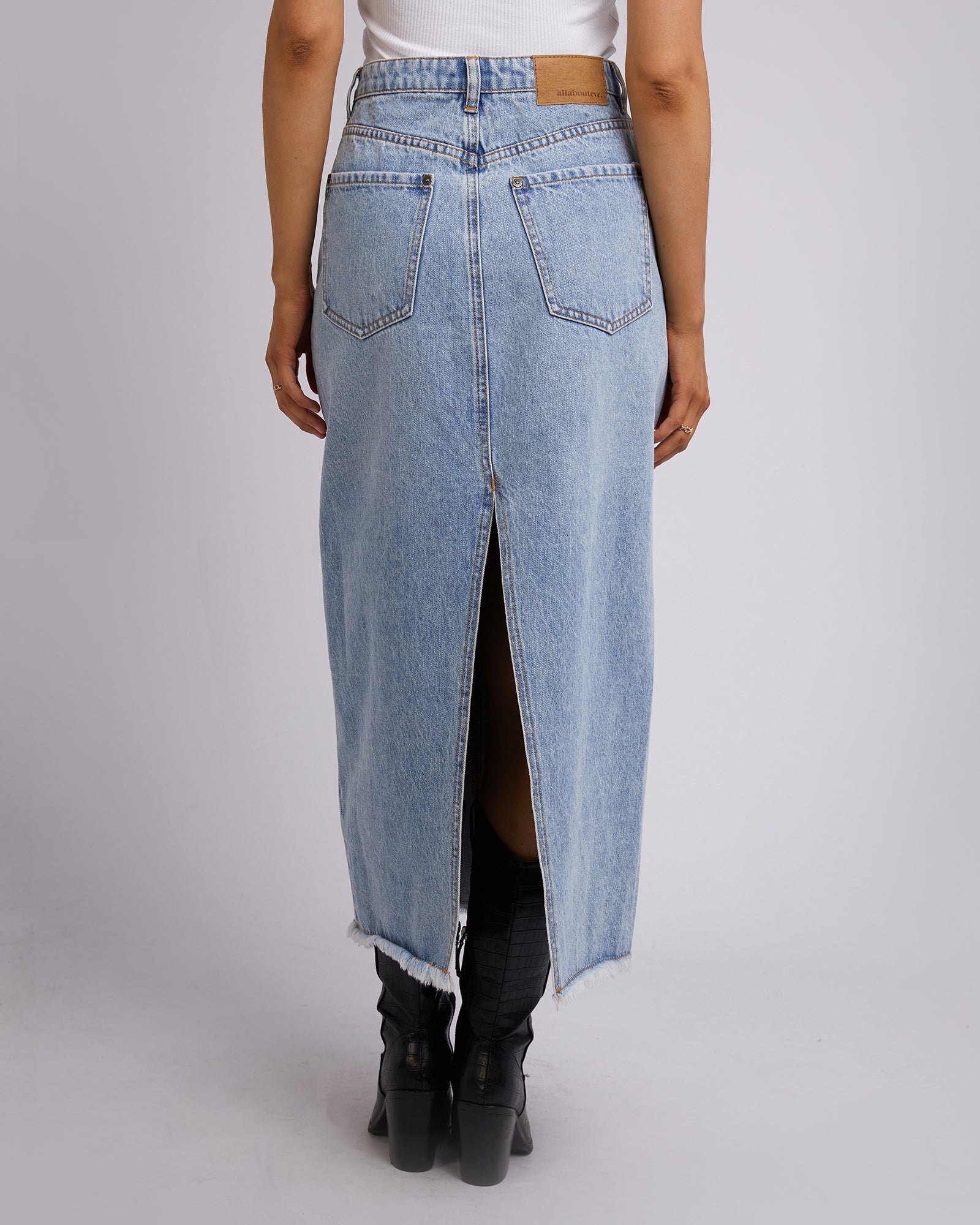 All About Eve Ray Denim Maxi Skirt - Light Blue