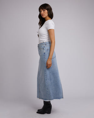 All About Eve Ray Denim Maxi Skirt - Light Blue