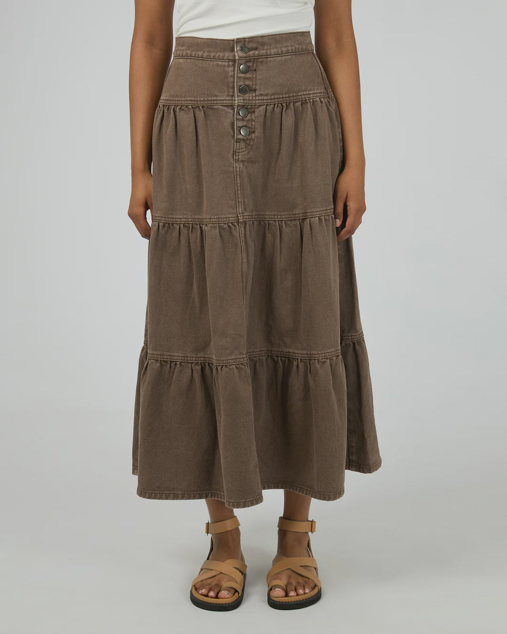 All About Eve Coco Denim Maxi Skirt - Cocoa