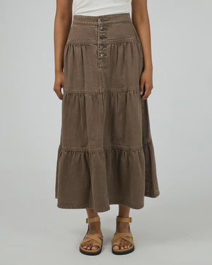 All About Eve Coco Denim Maxi Skirt - Cocoa