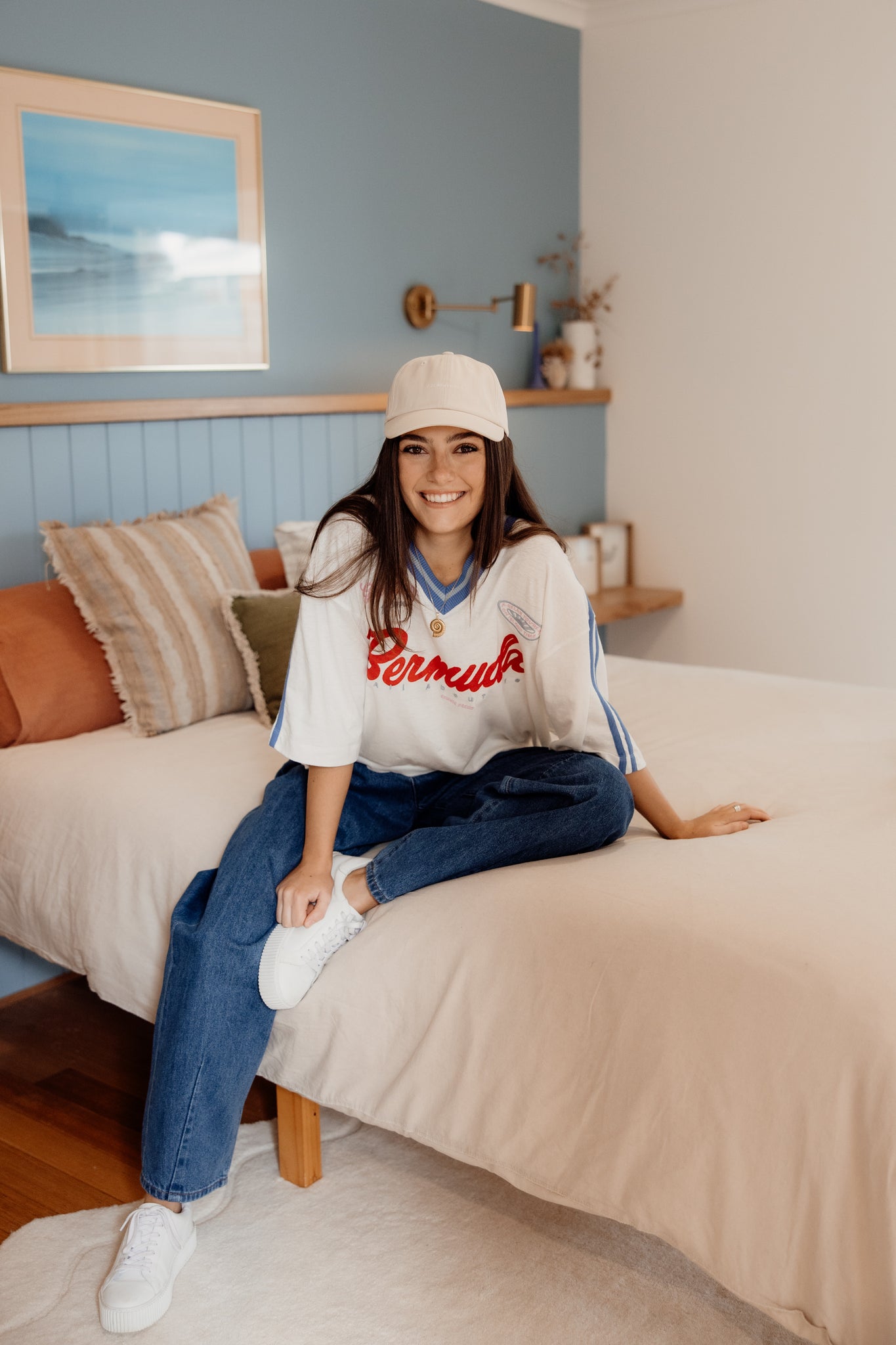 All About Eve Bermuda Oversized V Neck Tee - Vintage White