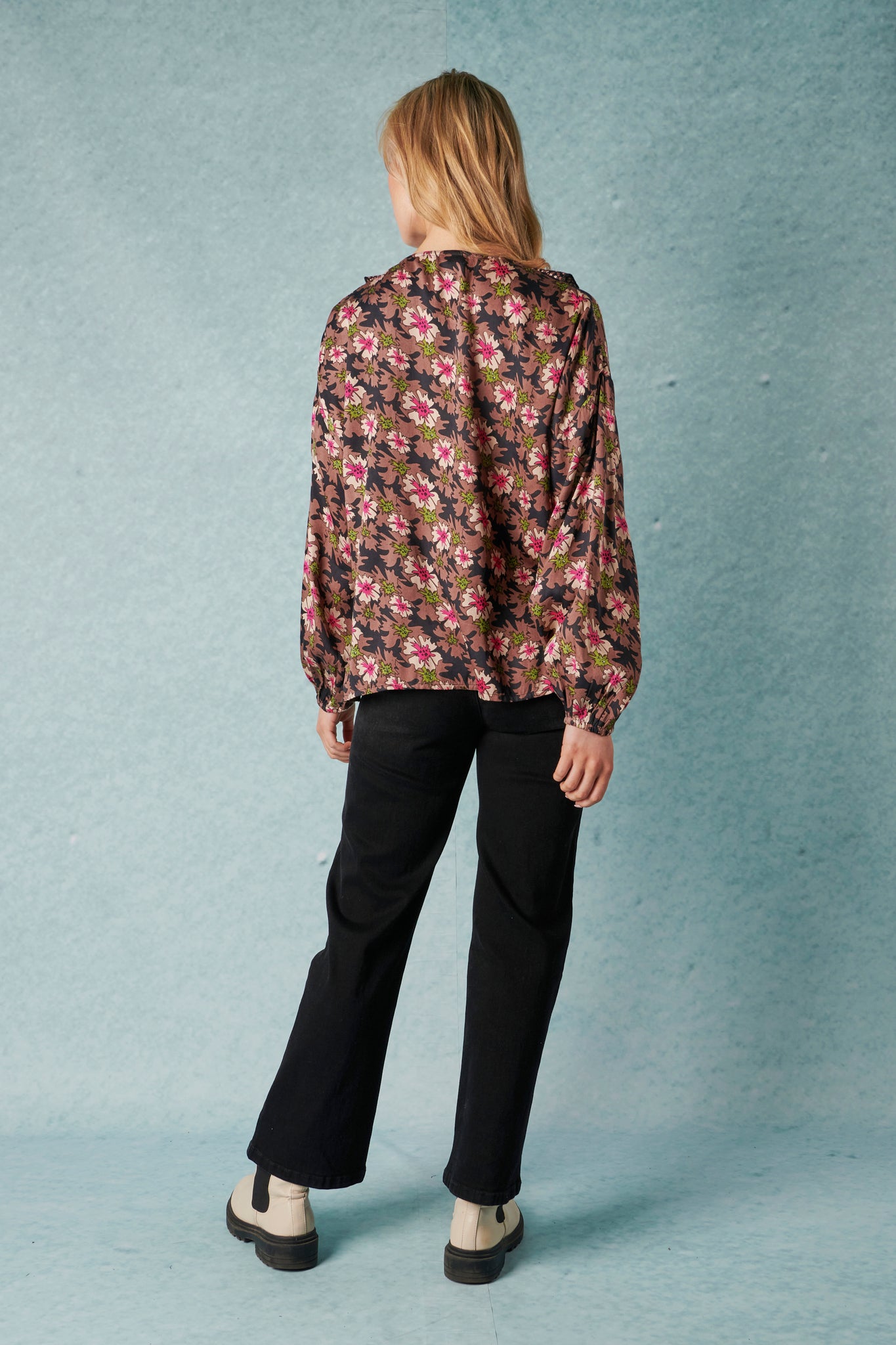 Ellis and Dewey Frill Detail Blouse - Mixed Print