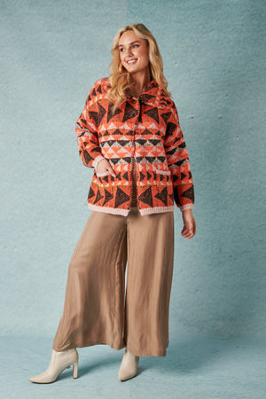 Ellis and Dewey Knit Jacket - Orange Aztec