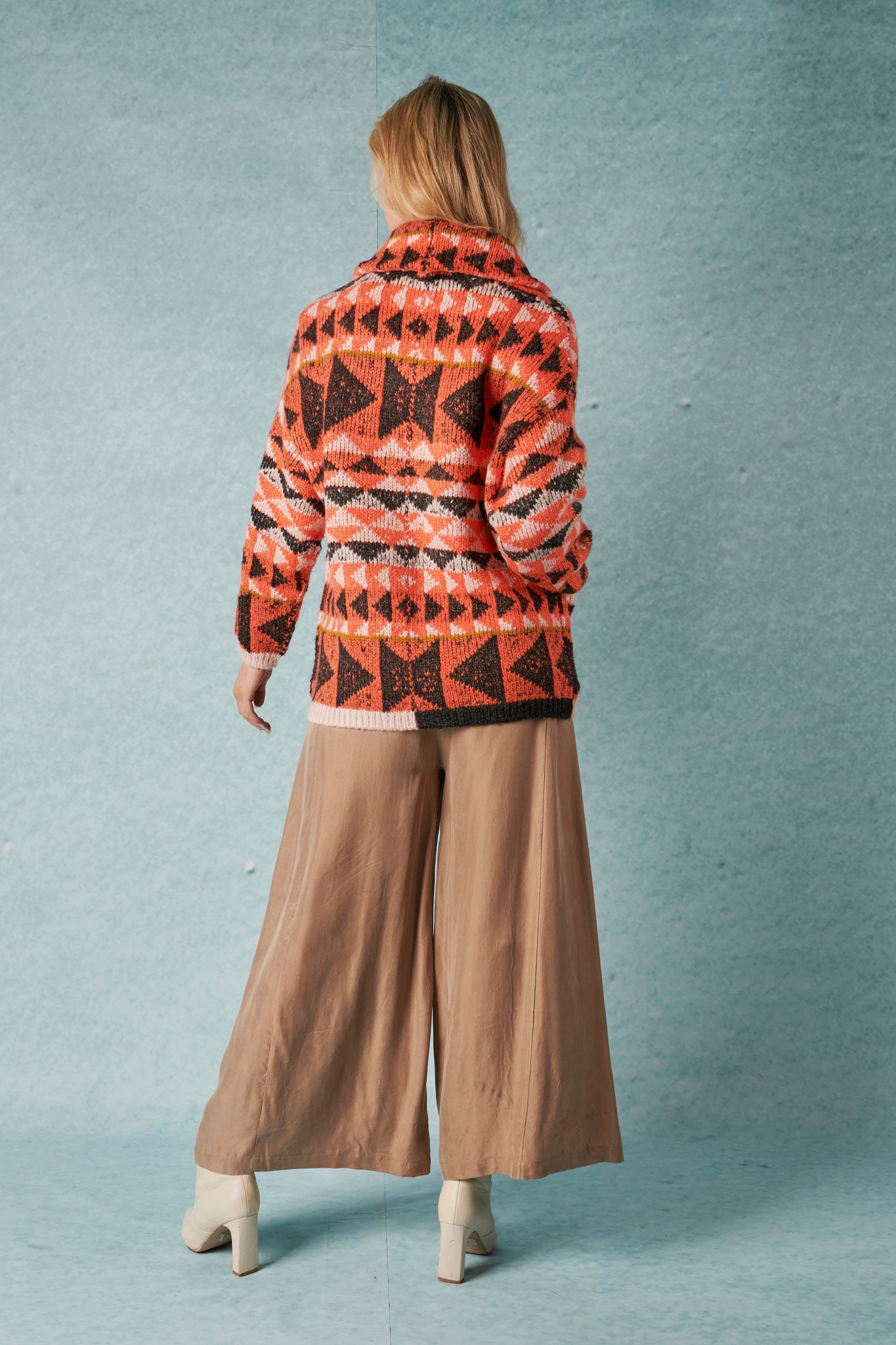 Ellis and Dewey Knit Jacket - Orange Aztec