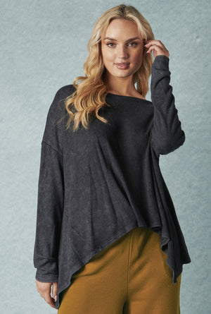 Ellis and Dewey Panel Drape Top - Washed Black