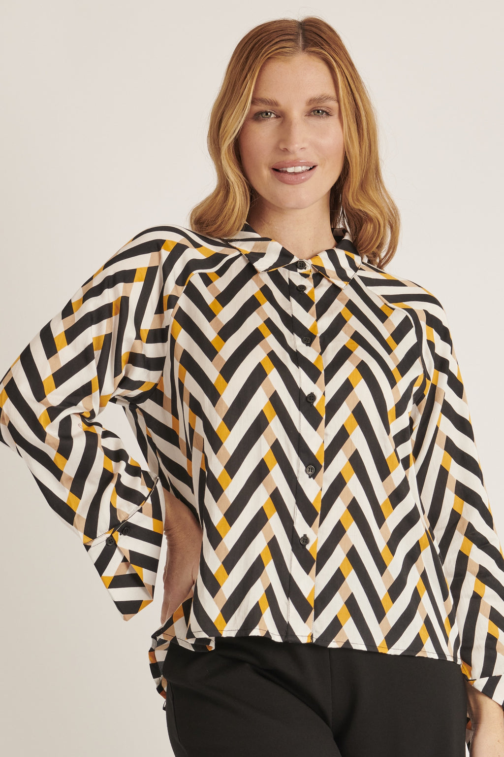 Ellis and Dewey Cuff Detail Shirt - Chevron