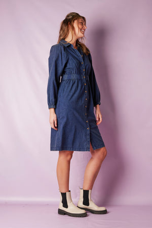 ALBTM Elastic Waist Dress - Navy Denim