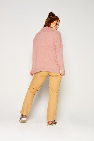 ALBTM Knit Roll Neck Cable - Dusty Pink