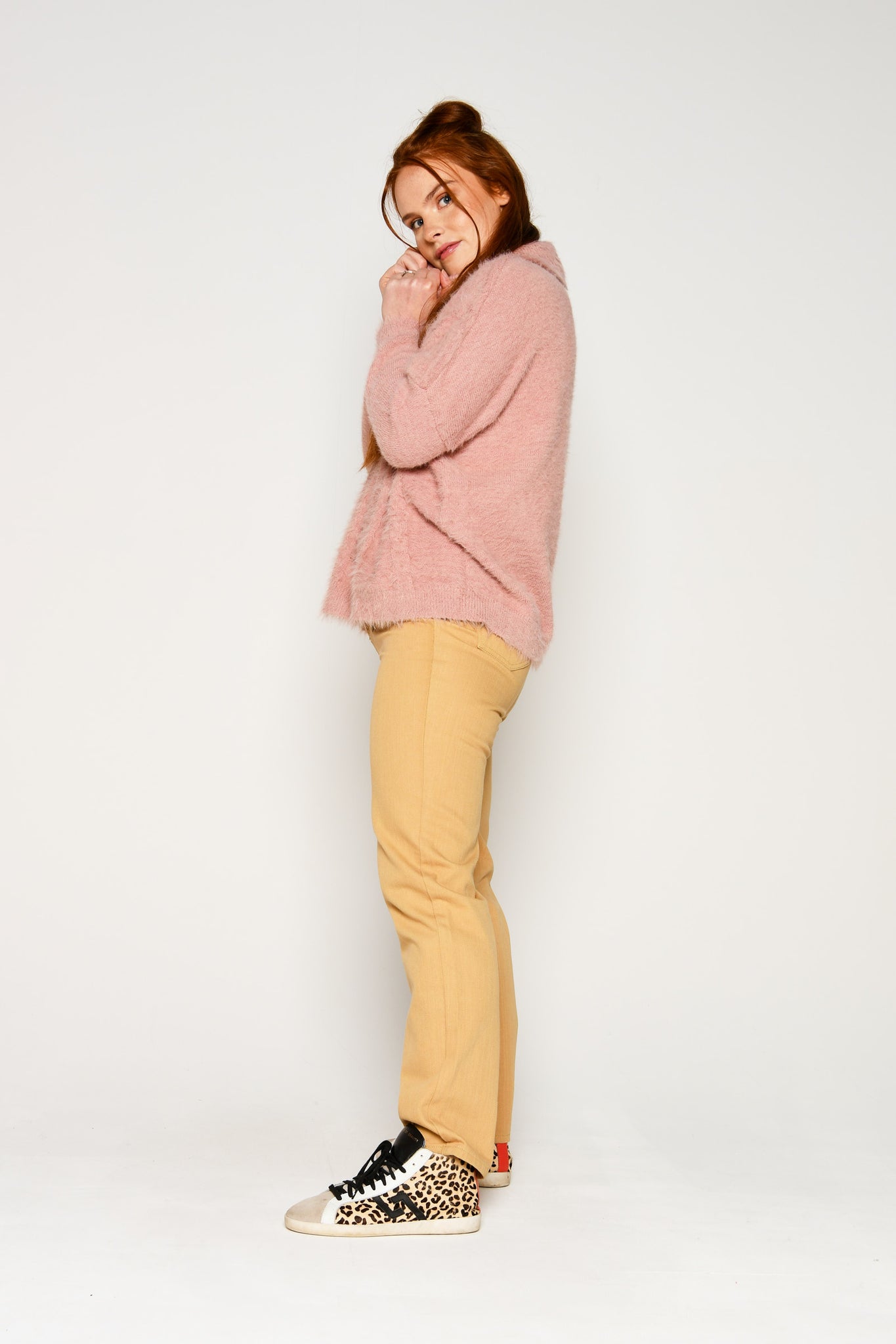 ALBTM Knit Roll Neck Cable - Dusty Pink