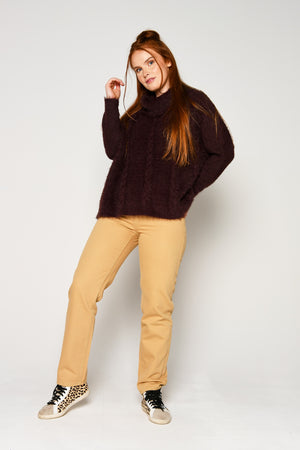 ALBTM Knit Roll Neck Cable - Chocolate