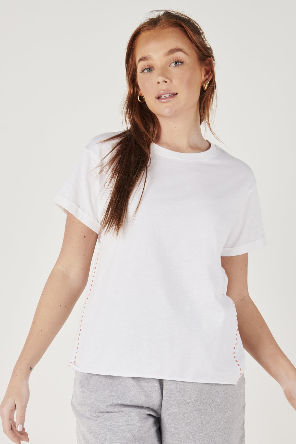 ALBTM Cuff Sleeve Tee - White