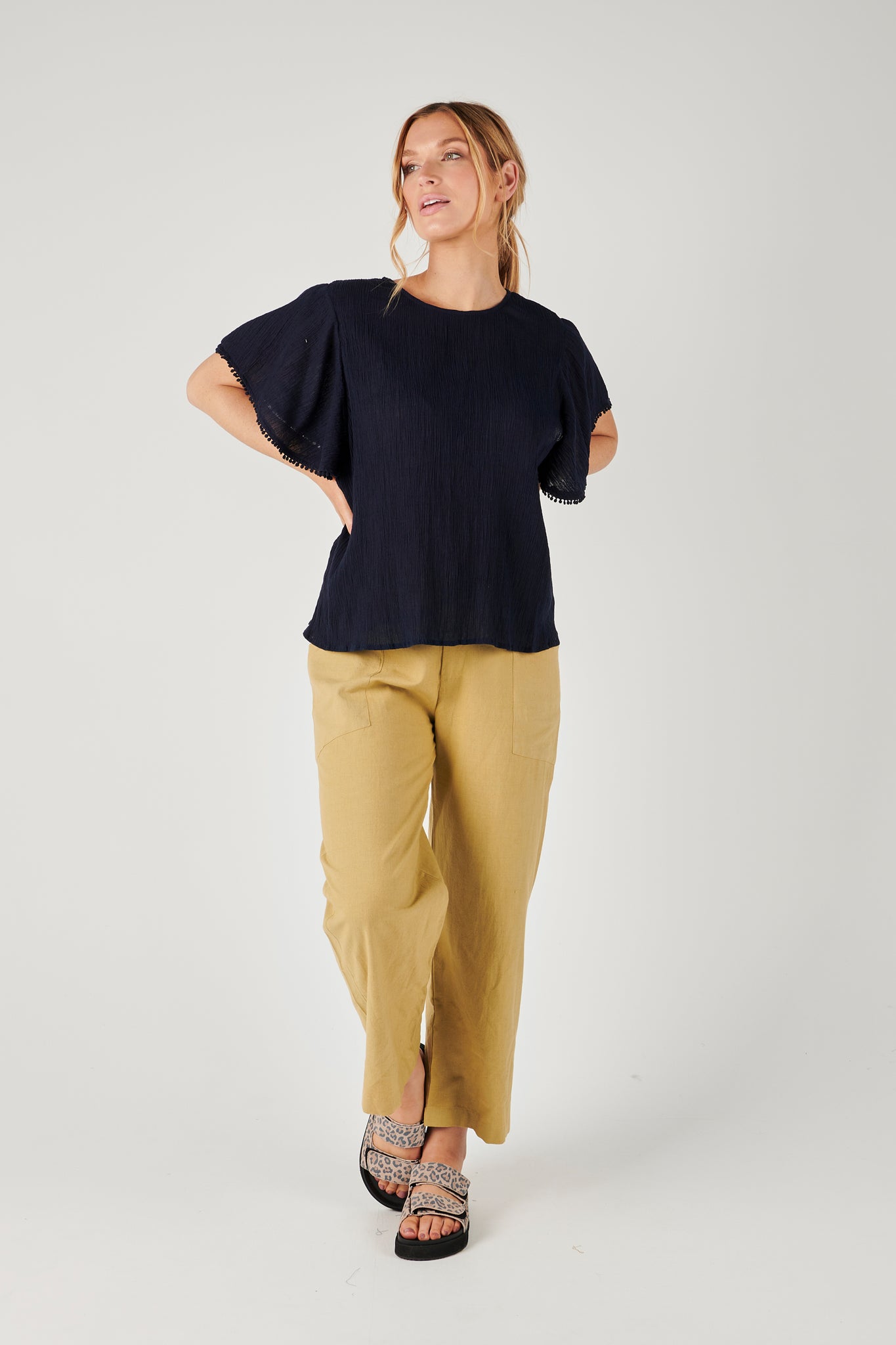 Alessi Flutter Sleeve Top - Navy