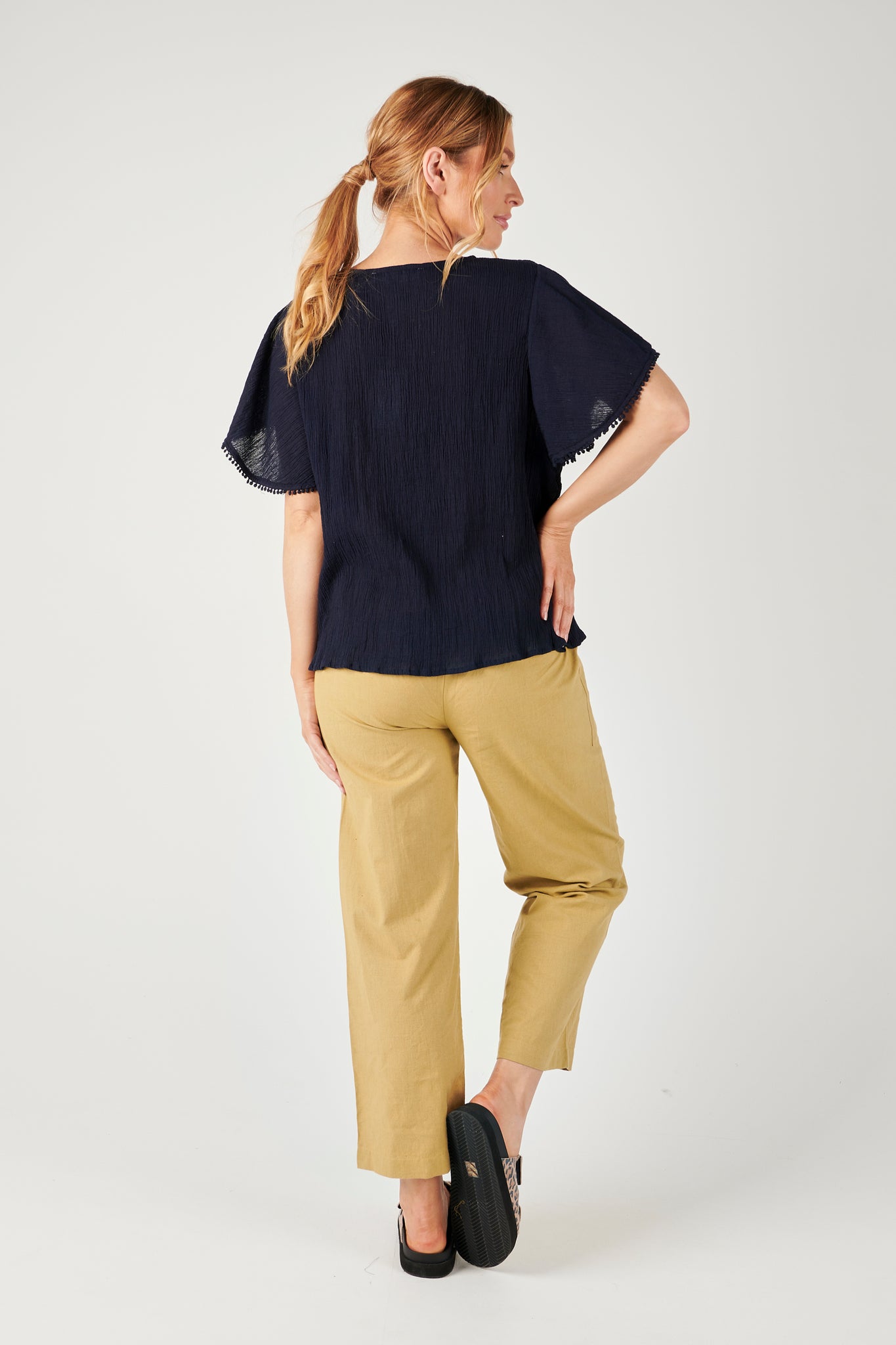 Alessi Flutter Sleeve Top - Navy