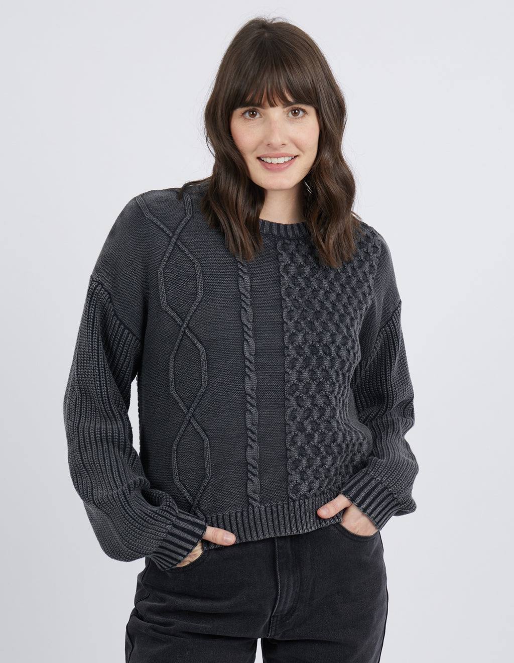 Foxwood Clare Crew Knit - Washed Black