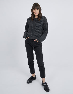 Foxwood Clare Crew Knit - Washed Black