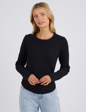 Foxwood Scoop Long Sleeve Rib - Black