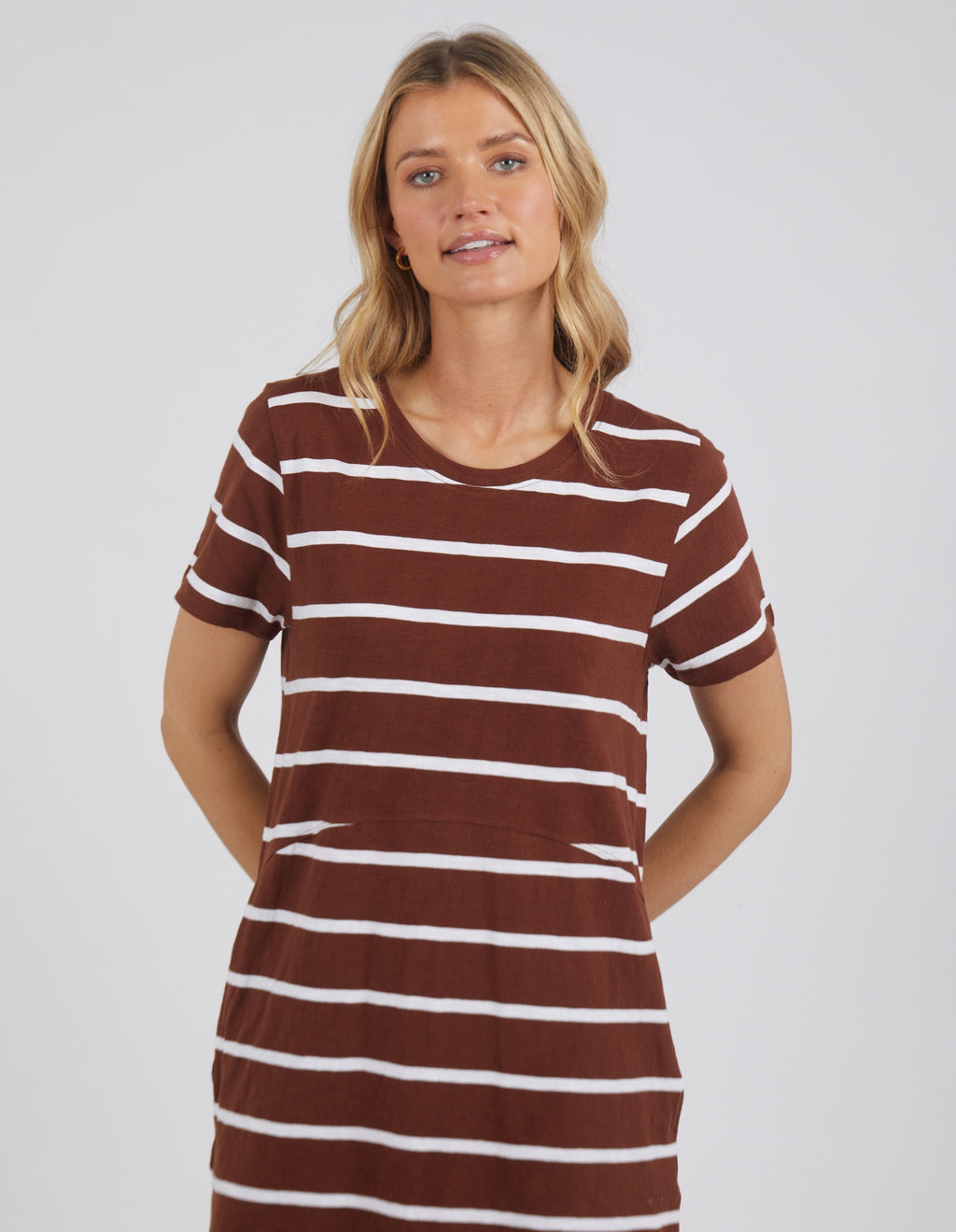 Foxwood Bay Dress Stripe - Chocolate/White Stripe