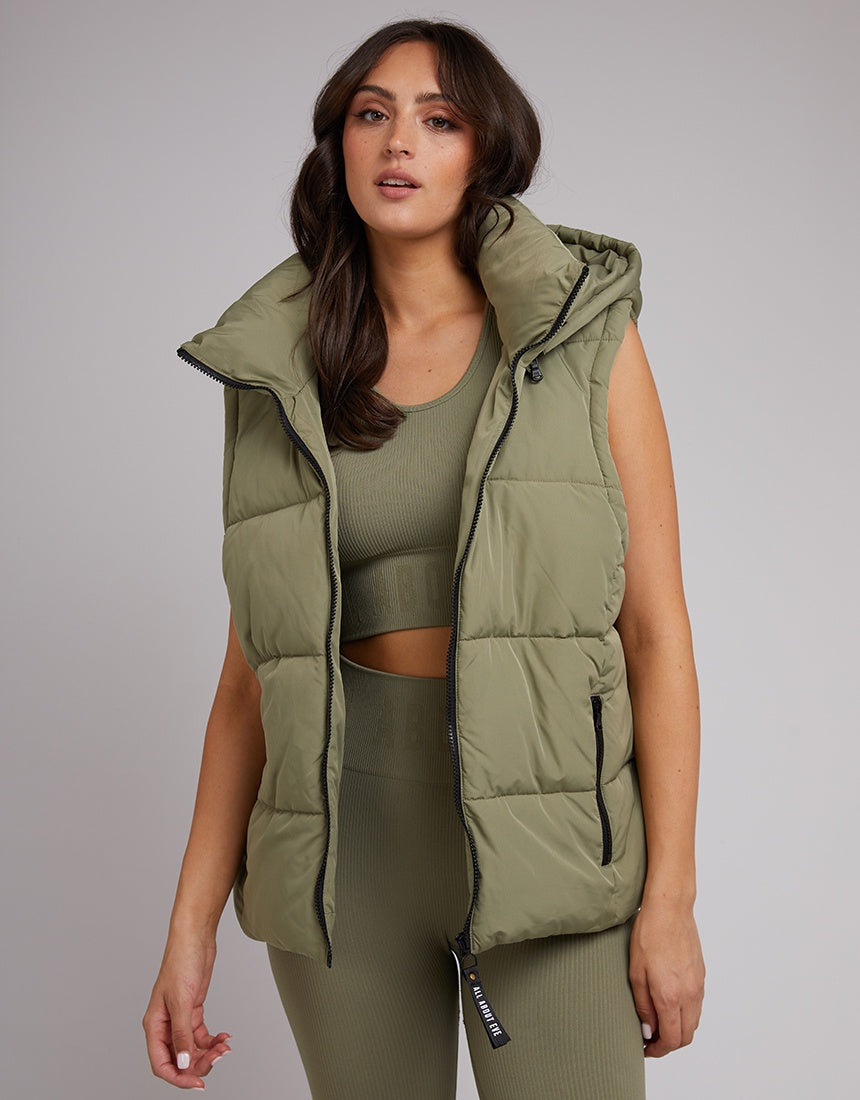 All About Eve Remi Luxe Puffer Vest - Khaki