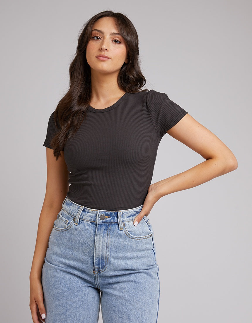 All About Eve Eve Rib Baby Tee - Washed Black